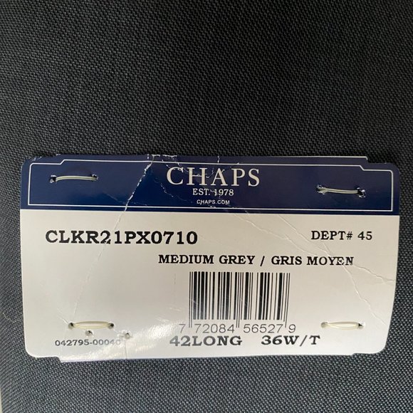 Men's 42L CHAPS Medium Grey Suit. - Picture 6 of 10